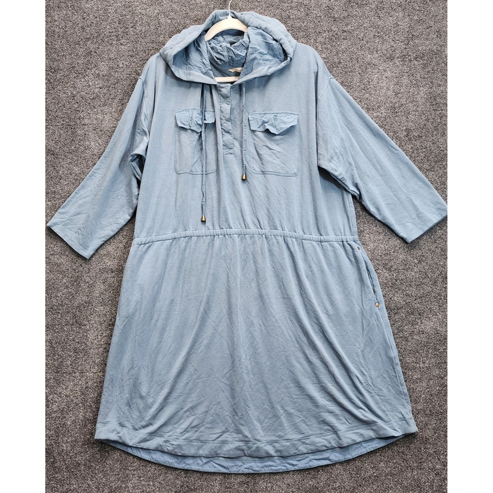 Soft Surroundings Womens Hooded Utility Pocket Drawstring Knit Dress 2X Plus